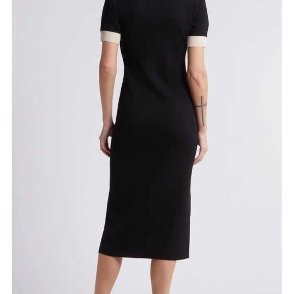 Chic Black and Cream Midi Dress - Picture 2 of 3